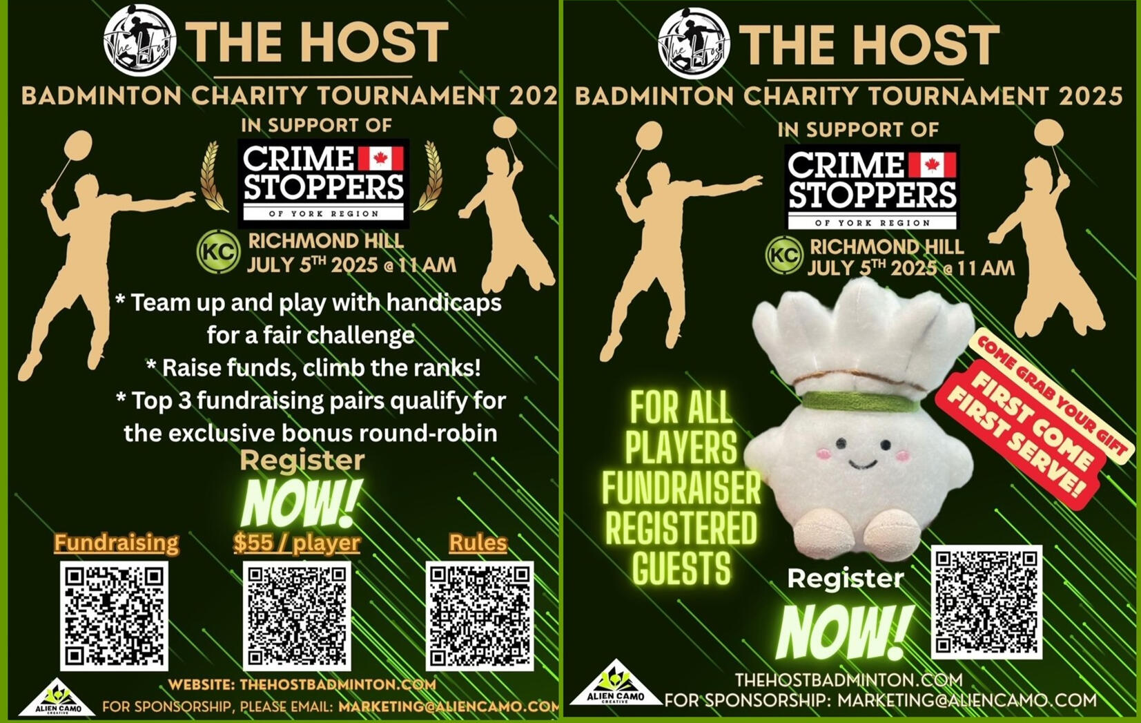 The Host Badminton Charity Tournament 2025 Posters Come Grab your gift!